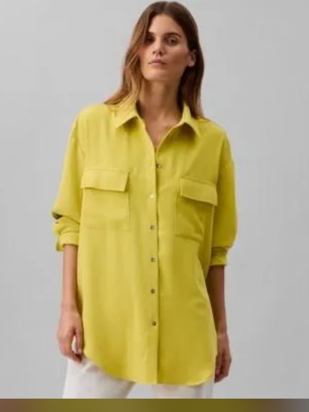Calvin Klein Warnaco Group Crepe Black Relaxed Button-Up Tunic Blouse